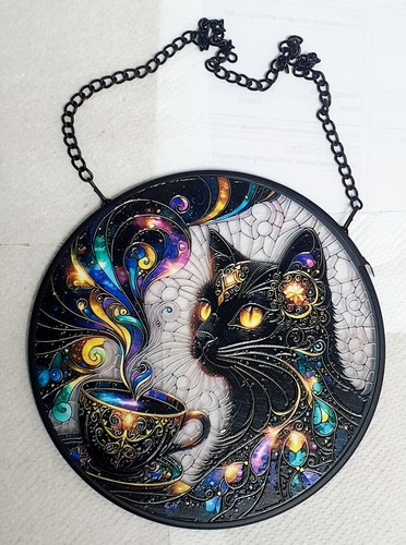 Cat cup stained - &,