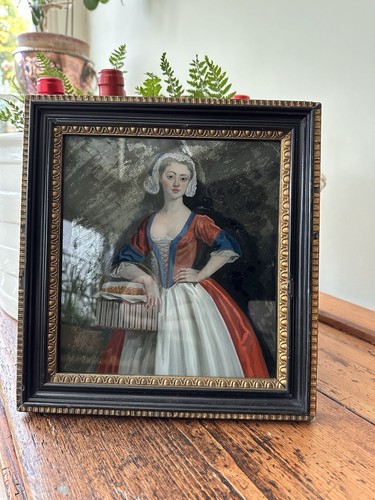 Antique reverse glass painting - reverse,