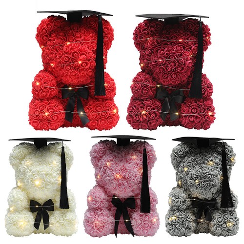 Foam rose flower teddy bear - rose,