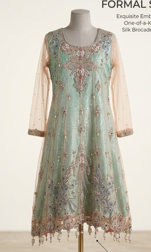 Women blue embroidered dress - embroidered,
