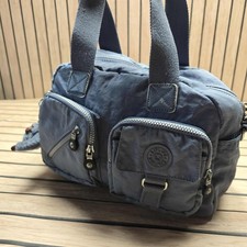 Kipling Defea Handbag Shoulder Bag Crossbody Medium Blue Nylon Monkey Charm