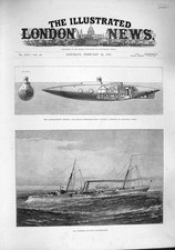 Old Antique Print 1887 Ship