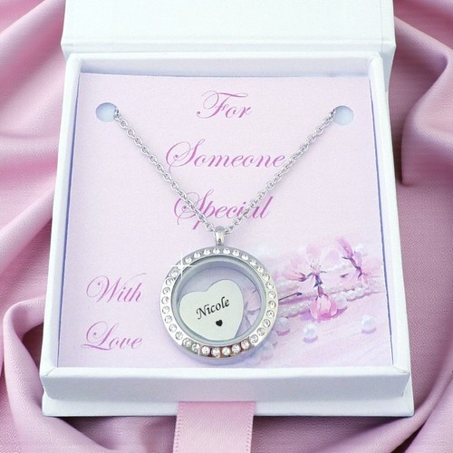 Floating locket necklace with - floating,