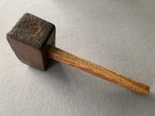 Old wooden mallet - old,