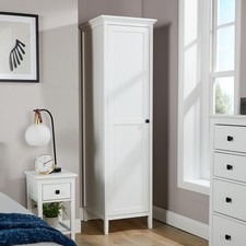 1 Door Single Wardrobe Hanging Clothes Organiser White MDF Seconds