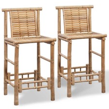 2x Bar Stool Bamboo Chair Seat