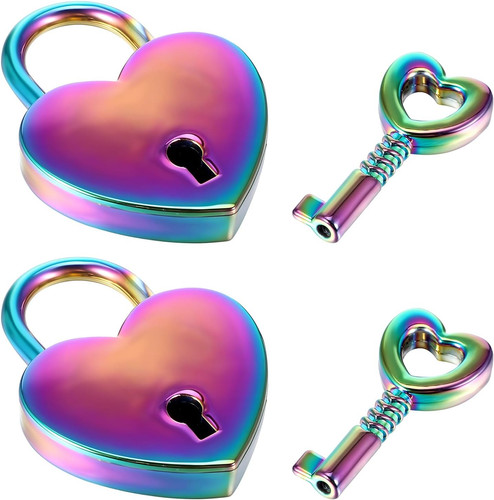 2pc mini heart - 2pc, padlock