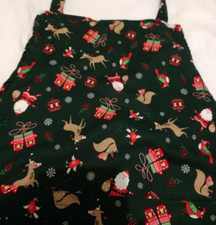 Green Christmas Adult Apron with With Santa and Reindeer Festive Print (UNISEX)