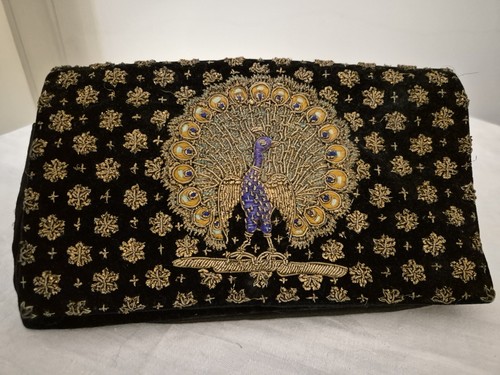 Vintage peacock clutch bag - clutch,