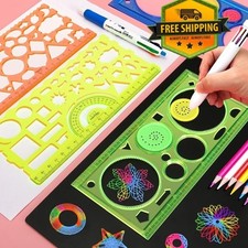 Geometry Spirograph Drawing Stencils Set – Kids Creative Art Craft Ruler Kit
