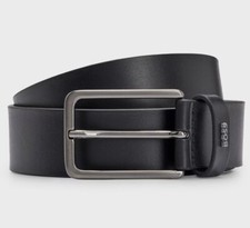 HUGO BOSS LEATHER BELT WITH LOGO-LETTERING KEEPER Size 85 CM RRP £79.00