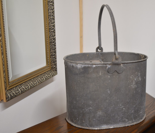 Vintage galvanised mop bucket - galvanised,