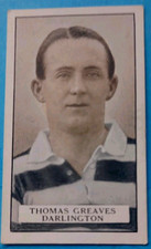 THOMAS GREAVES DARLINGTON BURY GALLAHER FAMOUS FOOTBALLERS 1926 CARD No 31