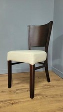 Dark Wood Side Chair – Ivory Faux Leather Seat Ideal Bedroom Office Desk Chair