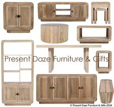 Quebec Carved TV Unit Sideboard Coffee Tables Bookcase Nest - Solid Ribbed Mango