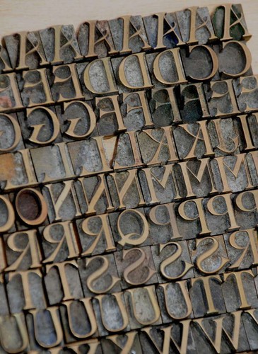 Bookbinding brass type set - type,