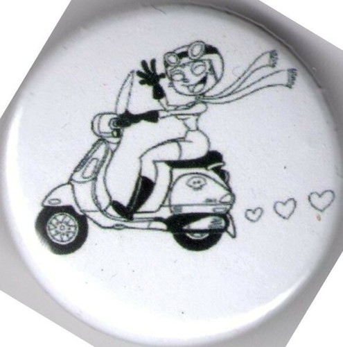 Vespa girl pin button badge - button,