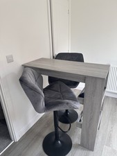 Wall Grey Bar With 2 Black/grey Bar  Stools  Like A New