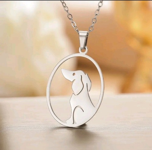 Dachshund dog necklace - dog, silver
