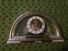 Verichron Quartz Mantle Clock 4RG797 Harris & Mallow Skeleton Half Round Works.