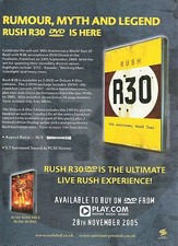 RUSH R30 UK magazine ADVERT / mini Poster 11x8 inches