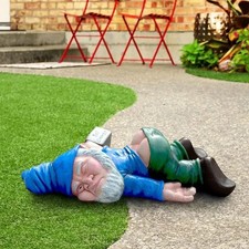 Funny Drunk Dwarf Garden Gnome Decor Yard Patio Ornament Rude Passed Out Statue