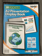 A2 Display Book 20 Pocket Presentation Folder black NEW inserts included *