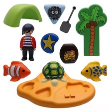 Playmobil 123 Treasure Island Pirate Shape Game Treasure Turtle Fish 9119