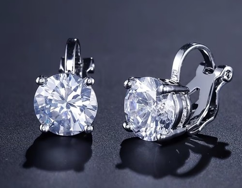 Cubic zirconia round clip - zirconia,