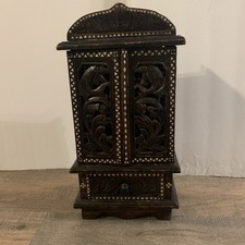 Antique Hand Carved Wood Buddhist Shrine Altar~Inlaid w Mother of Pearl