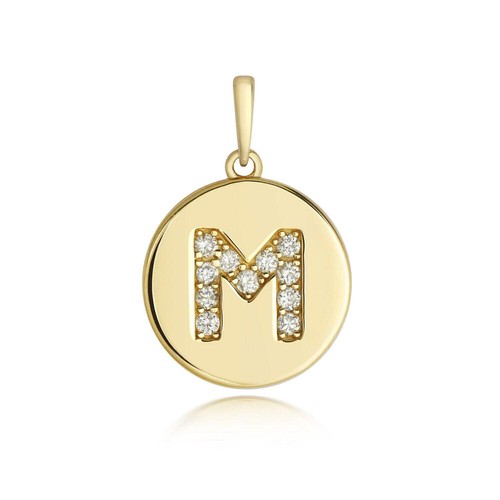 Diamond initial pendant solid - initial,