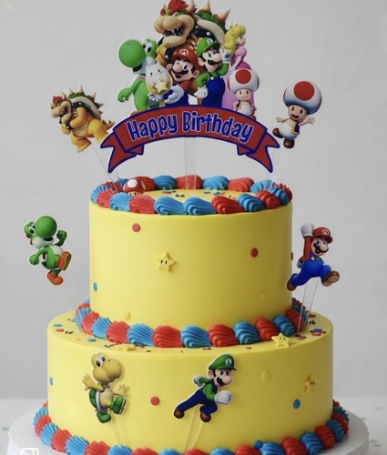 Birthday cake toppers mario - toppers,