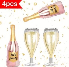 4 pack of champagne and glass