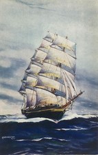 Vintage postcard sailing - vintage, ship