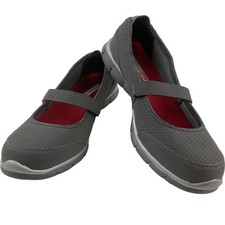 Skechers Flex Women's Mary Jane Flats UK 4 Grey Perforated Comfort Shoes