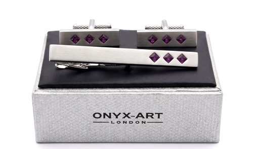 Amethyst crystal tie clip and - crystal,