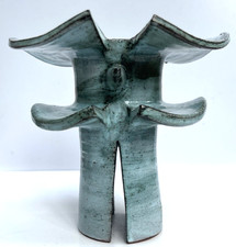 Clive Brooker Pottery Candle Holder approx 6 in tall 6.5in diameter Hand made