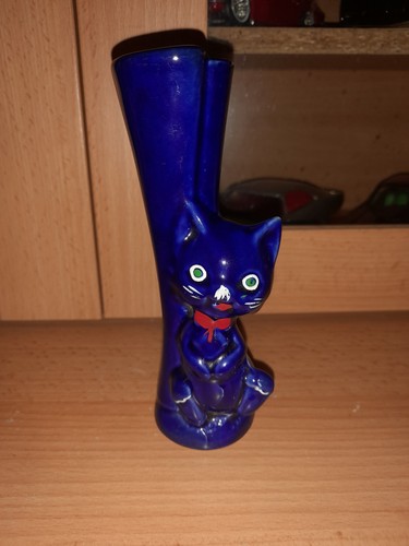 Vintage blue single stem - blue, cat