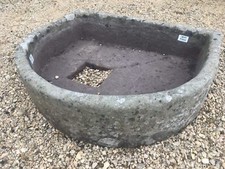 Antique Very Old Stone D Trough Sink Drain 2’3” Garden Planter