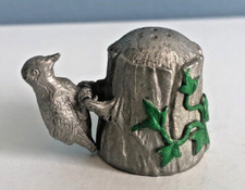 1990s "Thimble Collectors Club" Pewter Surprise Thimbles - Woodpecker on Tree