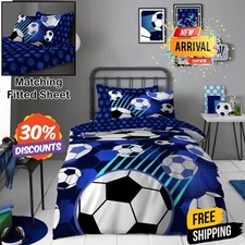 Kids Football Duvet Cover Set Pillowcase Soft Reversible Girls Boys OR Bedsheet