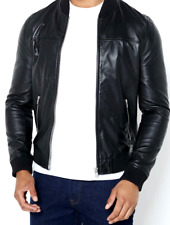 New Mens Barneys Black Sheep Leather Bomber Jacket RRP£275