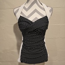 Sheridyn Swim Women's Marilyn Boyleg One Piece Swimsuit US Size 12 Black/White.