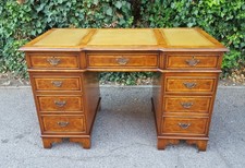 GEORGIAN STYLE BURR WALNUT PEDESTAL DESK