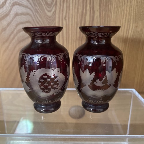 Pair bohemian egermann ruby - pair,