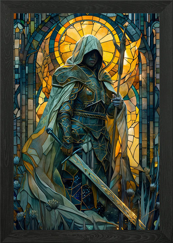 Stained glass knight - knight, framed