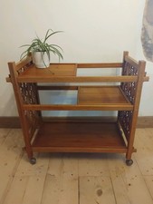 Rare Vintage Mid-Century Teak Trolley Danish Retro Style Interchangeable Shelves