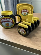 Marmite Ceramic Toast Rack / Mug & Plastic Sandwich Box Collectable Bundle VGC
