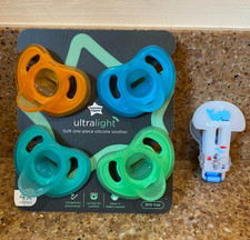 Tommee Tippee 4 Pack Ultra Light Orthodontic Silicone Soothers - 18-36m + BONUS