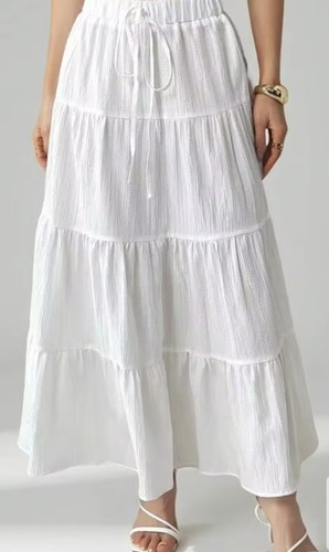 White tiered maxi skirt - tiered,